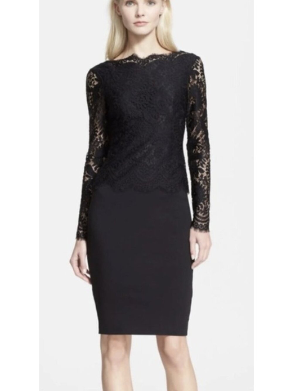 TED BAKER Vendela Lace Bodice Cocktail Dress in Black US 6 Evening Wedding